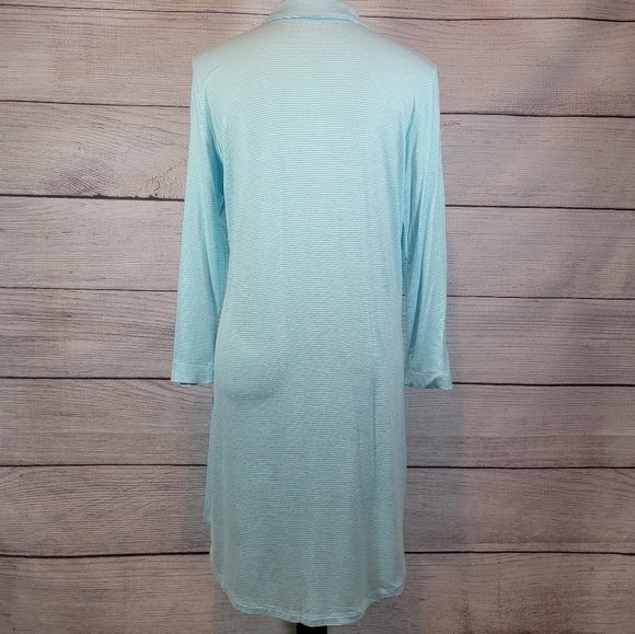 LAUREN Ralph Lauren Soft Striped Button Up Nightgown Blue & White Size Medium - Picture 3 of 7